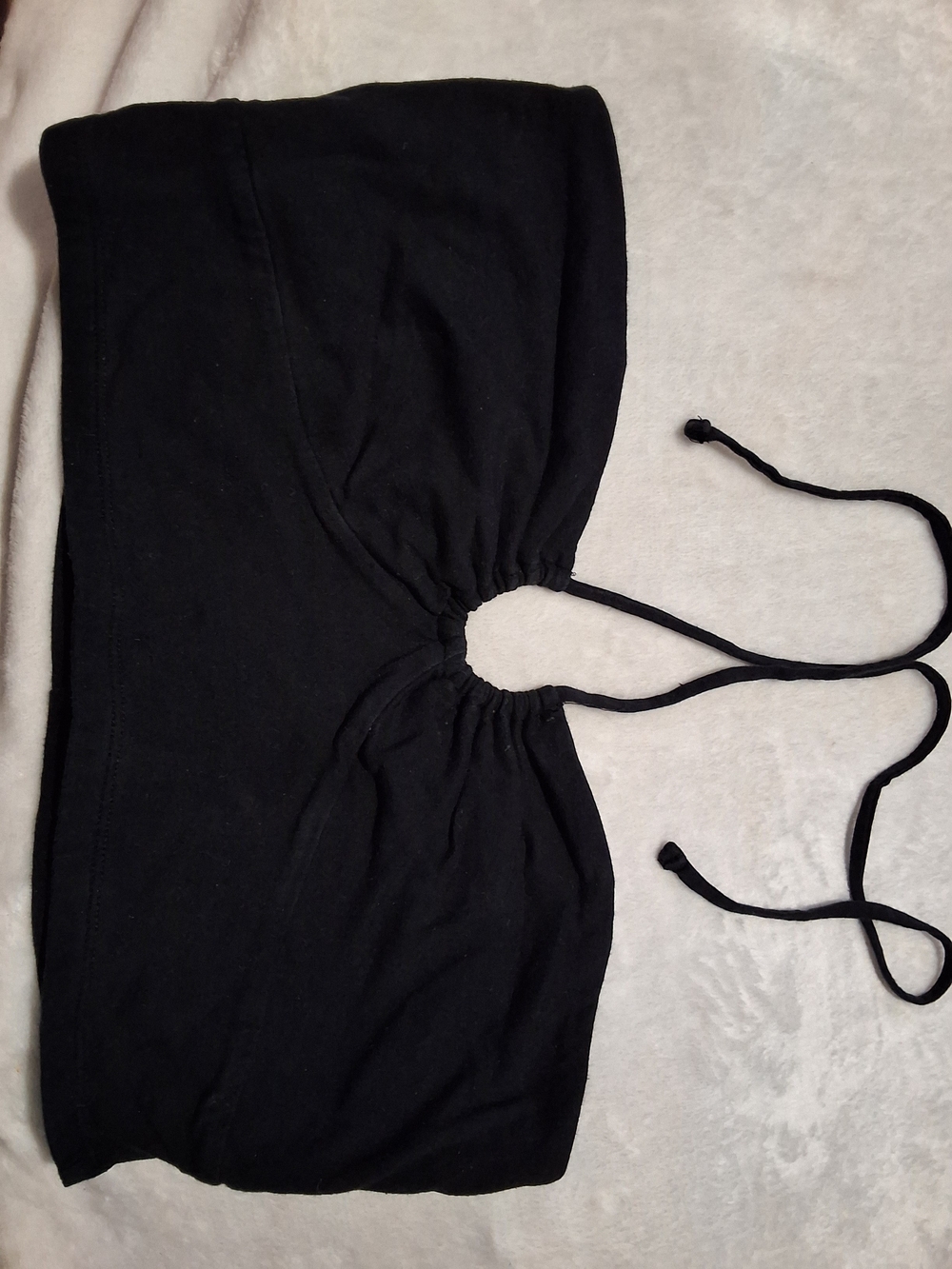 Aeropostale Black Strapless Ruched Tie Crop Top